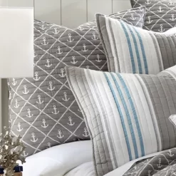 Provincetown Euro Sham - Grey And White - Levtex Home
