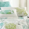 Biscayne - Green Coral Embroidered Pillow - Green, White - Levtex Home