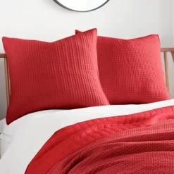 Mills Waffle Red Euro Sham Set Of 2- Levtex Home