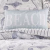 Tahiti Grey Beach Embroidered Decorative Pillow - Levtex Home