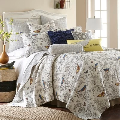 Mockingbird Toile Quilt And Pillow Sham Set - Levtex Home - Image 7