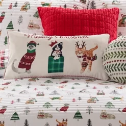 Meowy Christmas Embroidered Pillow - Levtex Home