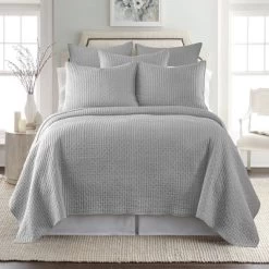 Cross Stitch Grey Solid Euro Shams - Set Of 2 - Levtex Home
