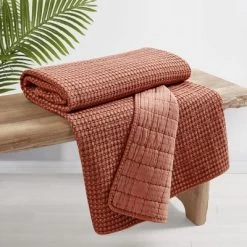 Mills Waffle Adobe Quilted Throw - Levtex Home