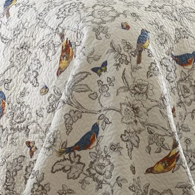 Mockingbird Toile Quilt And Pillow Sham Set - Levtex Home - Image 2