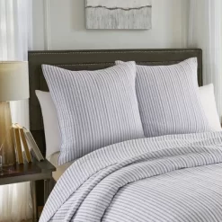 Tobago Stripe Blue Euro Sham Set - Two Euro Shams - Levtex Home