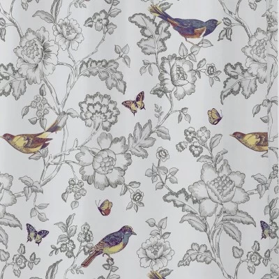 Mockingbird Toile Lined Shower Curtain With Grommets - Levtex Home - Image 2