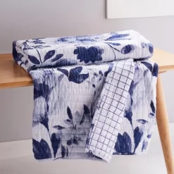 Riella Navy Quilted Throw - Levtex Home