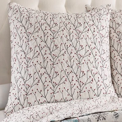 Holly Holiday Euro Sham Set Of 2 White - Levtex Home