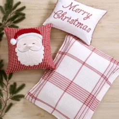 Peppermint Plaid Merry Christmas Pillow 16x22 -Levtex Home