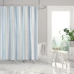 Ipanema Coastal Stripe Lined Shower Curtain With Grommets - Levtex Home