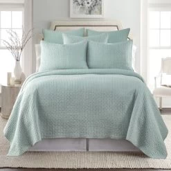Cross Stitch Blue Haze Solid Euro Shams - Set Of 2 - Levtex Home