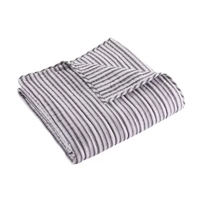 Tobago Stripe Charcoal Quilted Throw - Levtex Home - Image 3
