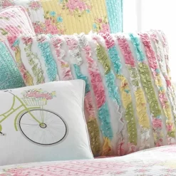 Vintage Rose Ruffled Decorative Pillow - Levtex Home