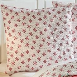 Let It Snow Holiday Euro Sham Set Of 2 Red - Levtex Home