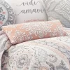 Darcy Embroidered Coral Silver Stitch Decorative Pillow - Levtex Home