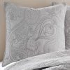 Perla Grey Paisley Quilted Euro Sham - 2pk - Levtex Home