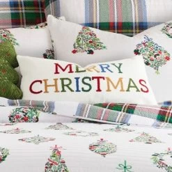 Festive Baubles Merry Christmas Pillow 12x24