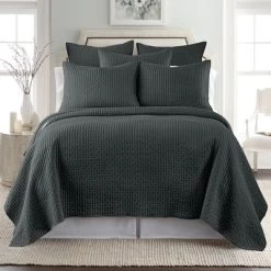 Cross Stitch Charcoal Euro Shams - Set Of 2 - Levtex Home