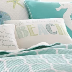 Del Ray Embroidered Life Is Better Decorative Pillow - Levtex Home